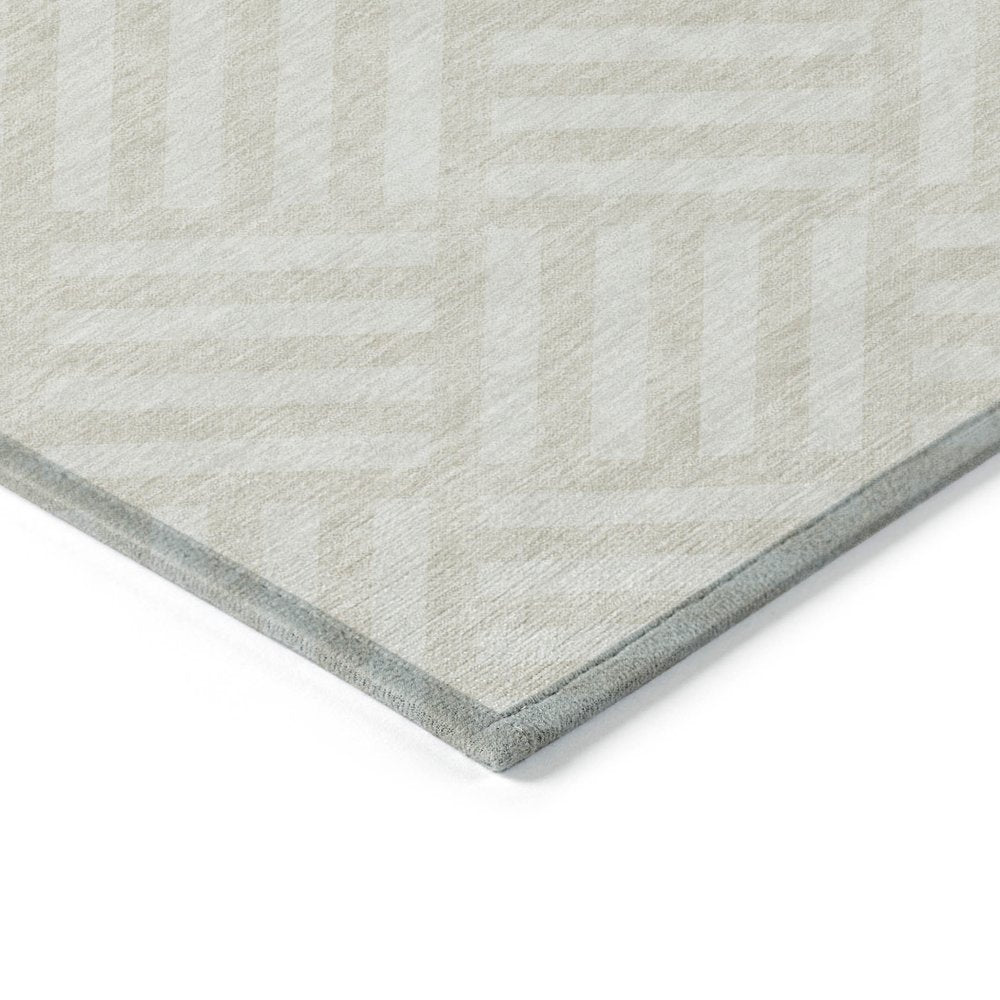 3' X 5' Ivory And Beige Geometric Washable Indoor Outdoor Area Rug HomeRoots