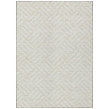 3' X 5' Ivory And Beige Geometric Washable Indoor Outdoor Area Rug HomeRoots