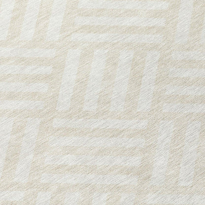3' X 5' Ivory And Beige Geometric Washable Indoor Outdoor Area Rug HomeRoots