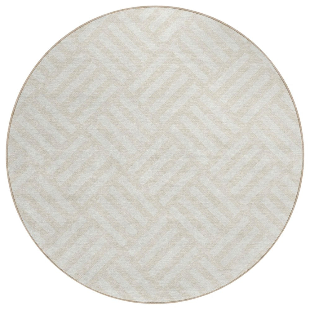 3' X 5' Ivory And Beige Geometric Washable Indoor Outdoor Area Rug HomeRoots