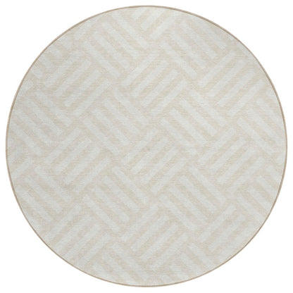 3' X 5' Ivory And Beige Geometric Washable Indoor Outdoor Area Rug HomeRoots