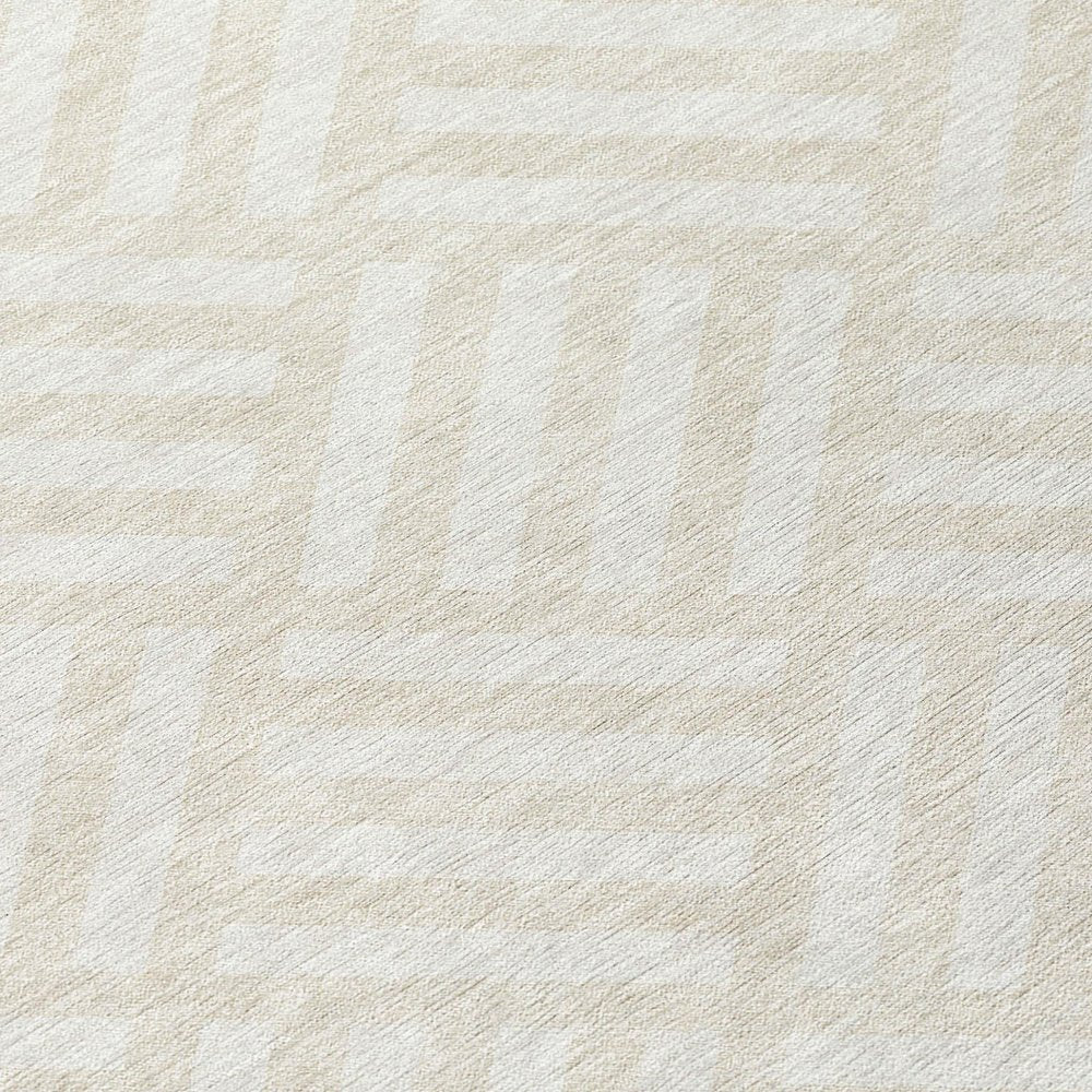 3' X 5' Ivory And Beige Geometric Washable Indoor Outdoor Area Rug — view 13