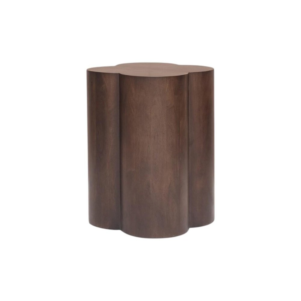 21" Brown Solid Wood Quatrefoile Drum End Table HomeRoots