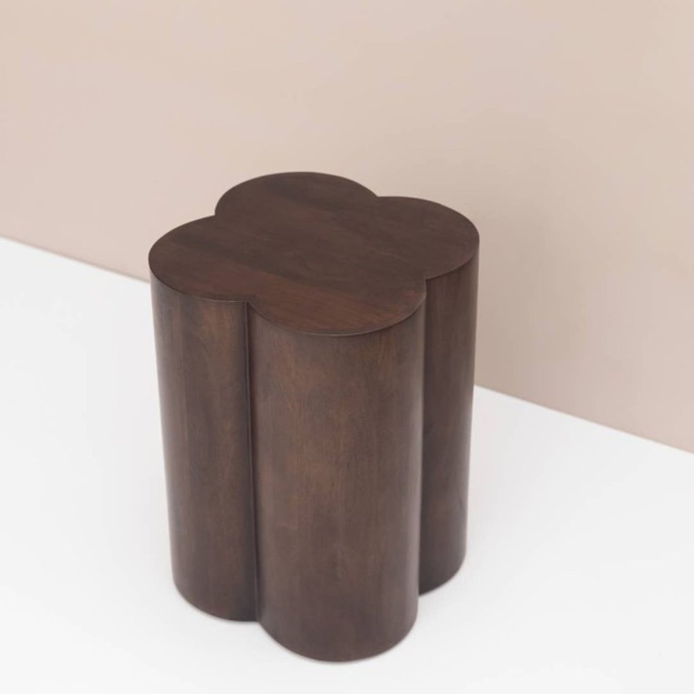 21" Brown Solid Wood Quatrefoile Drum End Table — view 7