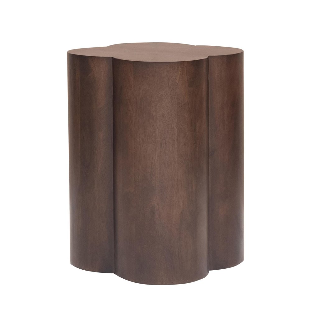 21" Brown Solid Wood Quatrefoile Drum End Table HomeRoots