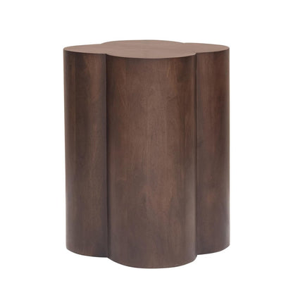 21" Brown Solid Wood Quatrefoile Drum End Table HomeRoots