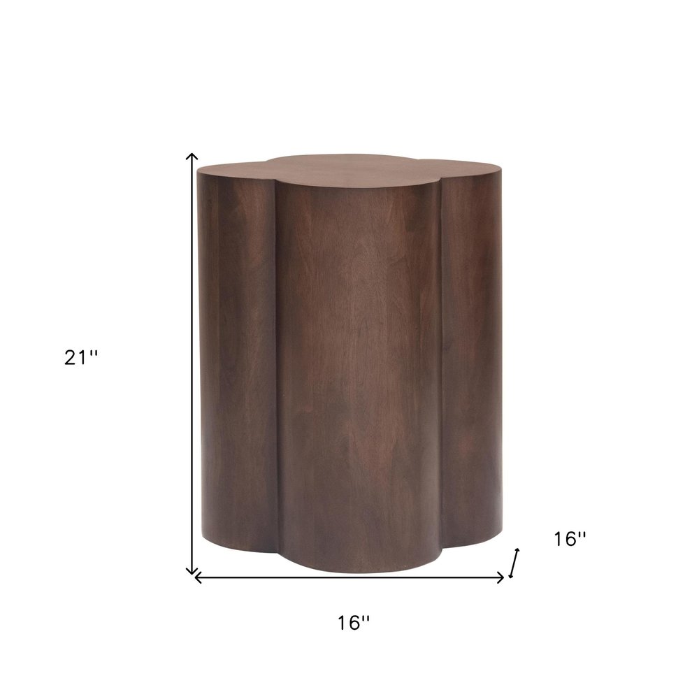 21" Brown Solid Wood Quatrefoile Drum End Table — view 8