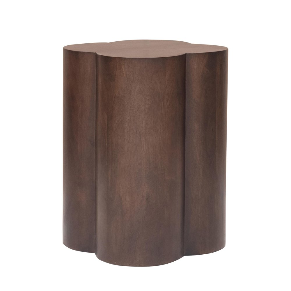 21" Brown Solid Wood Quatrefoile Drum End Table HomeRoots