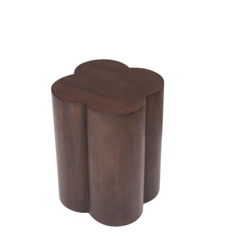 21" Brown Solid Wood Quatrefoile Drum End Table — view 2