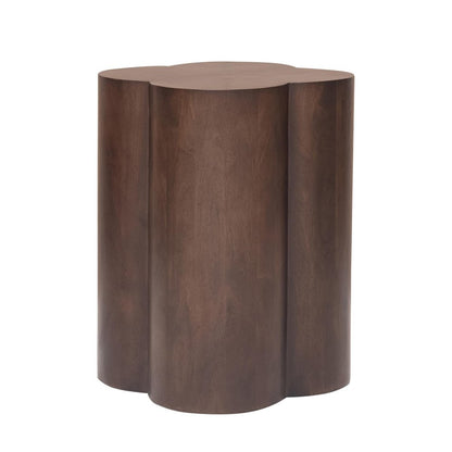 21" Brown Solid Wood Quatrefoile Drum End Table HomeRoots