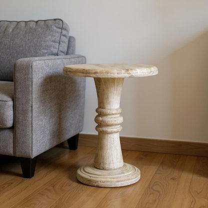 28" Brown Solid Wood Round Pedestal End Table HomeRoots