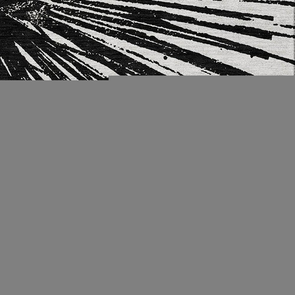 5' X 8' Black And Ivory Abstract Washable Indoor Outdoor Area Rug — view 3