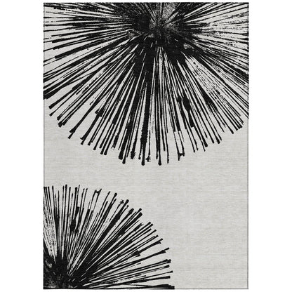 5' X 8' Black And Ivory Abstract Washable Indoor Outdoor Area Rug HomeRoots