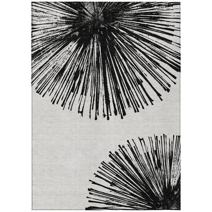 5' X 8' Black And Ivory Abstract Washable Indoor Outdoor Area Rug HomeRoots