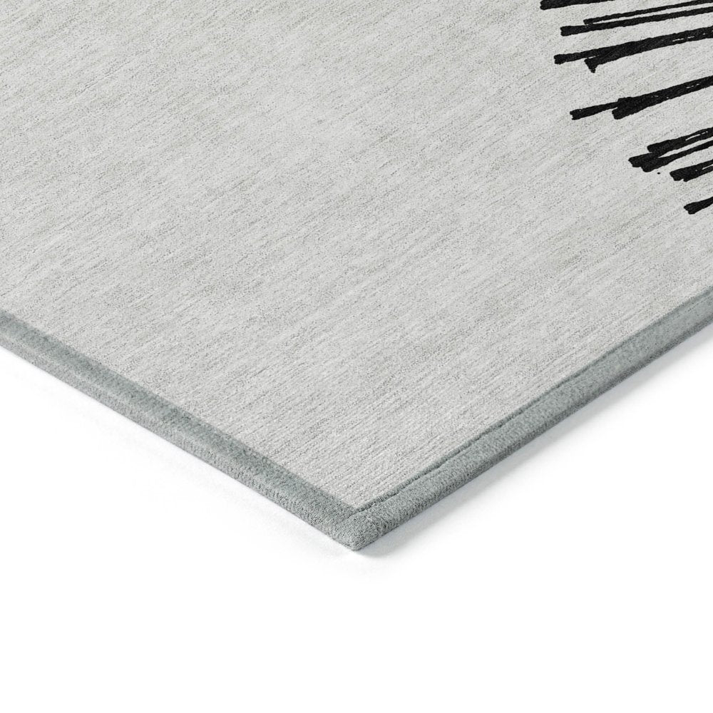 5' X 8' Black And Ivory Abstract Washable Indoor Outdoor Area Rug — view 9