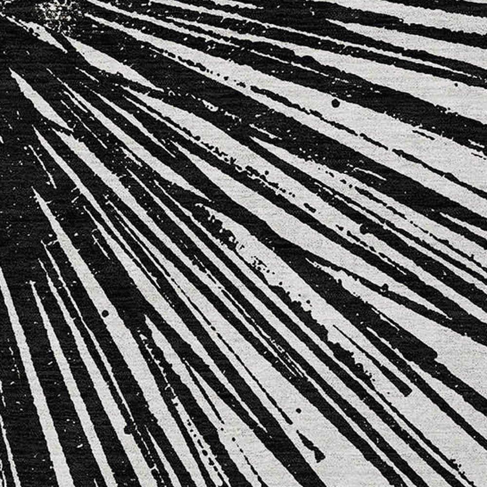 5' X 8' Black And Ivory Abstract Washable Indoor Outdoor Area Rug — view 13