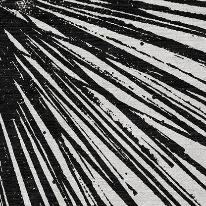 5' X 8' Black And Ivory Abstract Washable Indoor Outdoor Area Rug HomeRoots
