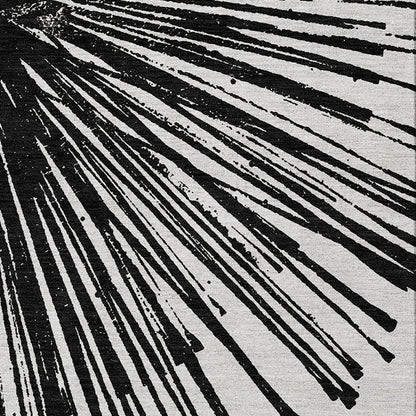 5' X 8' Black And Ivory Abstract Washable Indoor Outdoor Area Rug HomeRoots