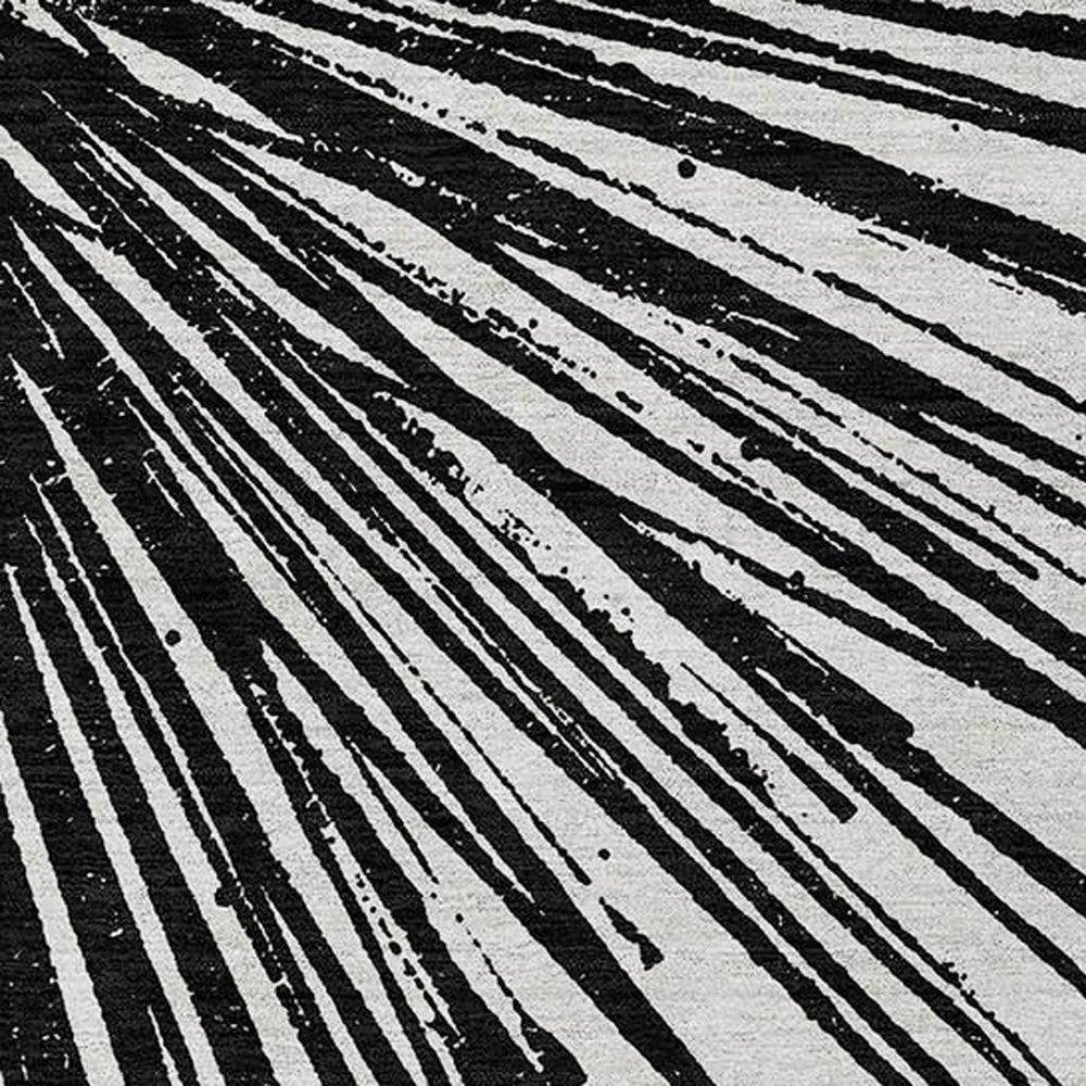 5' X 8' Black And Ivory Abstract Washable Indoor Outdoor Area Rug — view 17