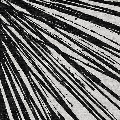 5' X 8' Black And Ivory Abstract Washable Indoor Outdoor Area Rug HomeRoots