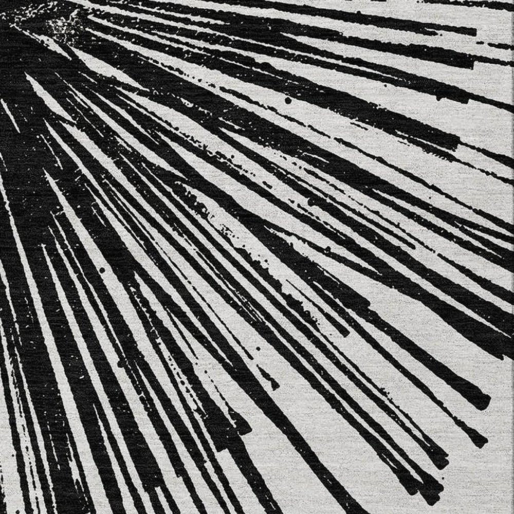 5' X 8' Black And Ivory Abstract Washable Indoor Outdoor Area Rug HomeRoots