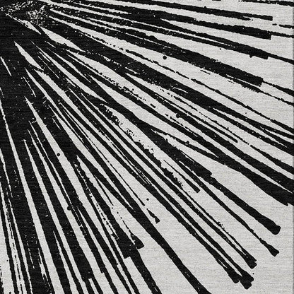 5' X 8' Black And Ivory Abstract Washable Indoor Outdoor Area Rug HomeRoots