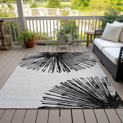 5' X 8' Black And Ivory Abstract Washable Indoor Outdoor Area Rug HomeRoots