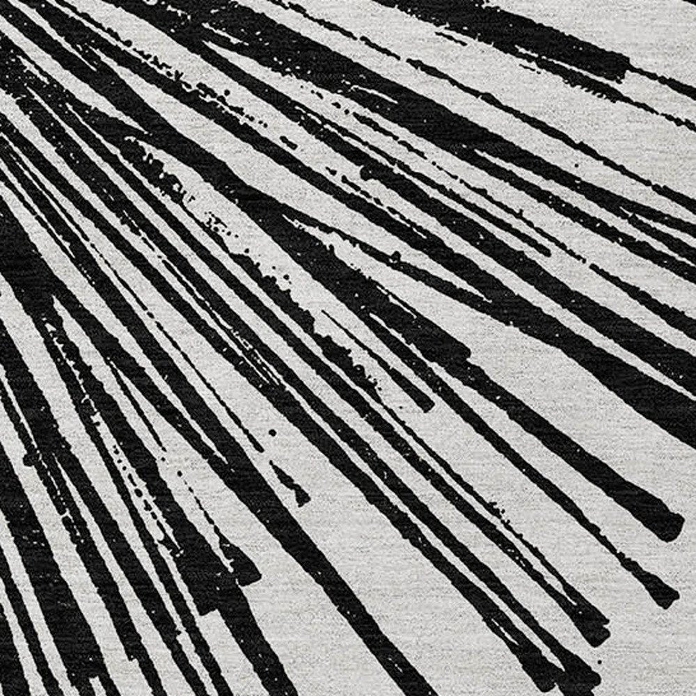 5' X 8' Black And Ivory Abstract Washable Indoor Outdoor Area Rug — view 43