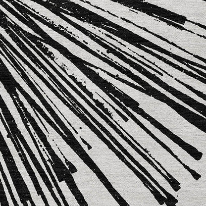 5' X 8' Black And Ivory Abstract Washable Indoor Outdoor Area Rug HomeRoots
