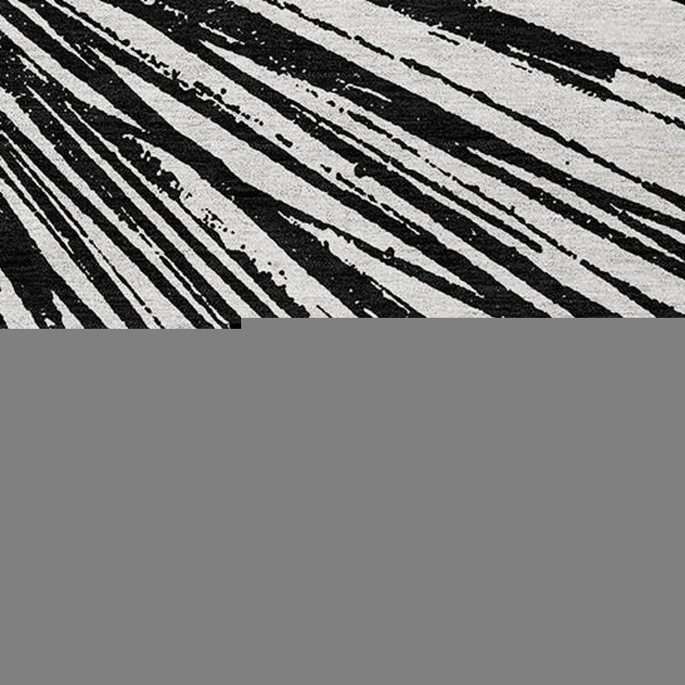 5' X 8' Black And Ivory Abstract Washable Indoor Outdoor Area Rug — view 29