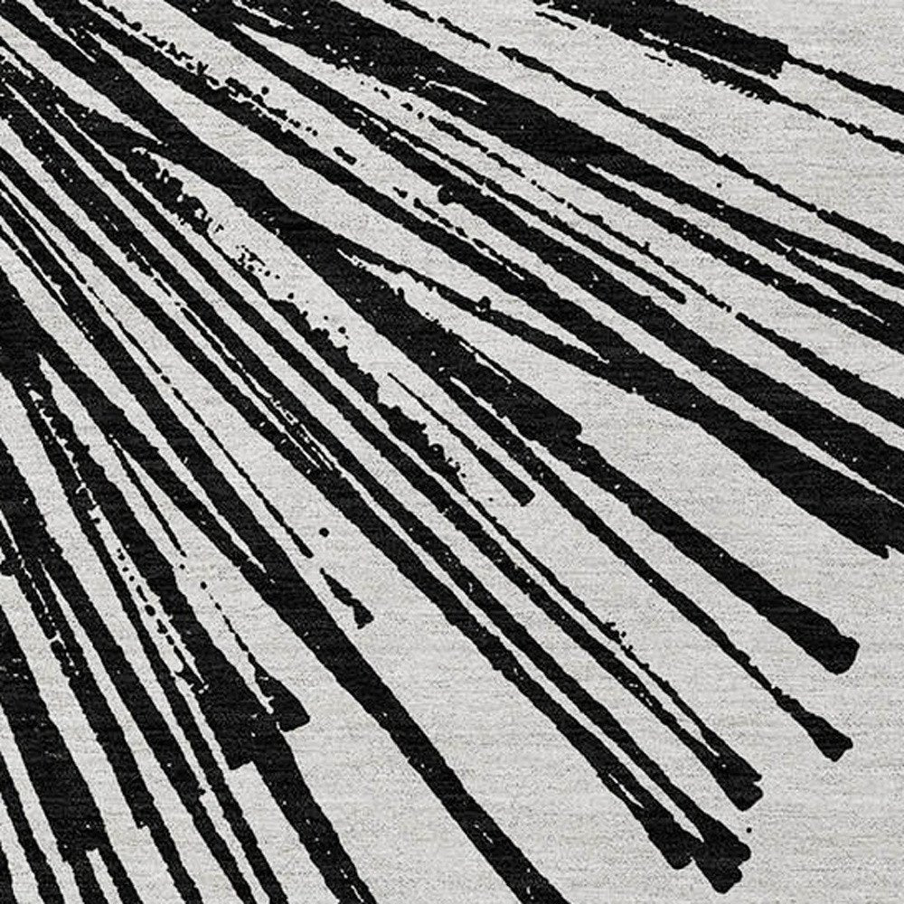 5' X 8' Black And Ivory Abstract Washable Indoor Outdoor Area Rug — view 24