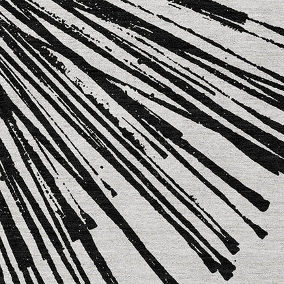 5' X 8' Black And Ivory Abstract Washable Indoor Outdoor Area Rug HomeRoots