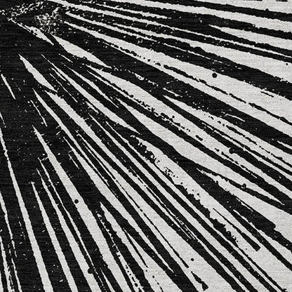 5' X 8' Black And Ivory Abstract Washable Indoor Outdoor Area Rug HomeRoots