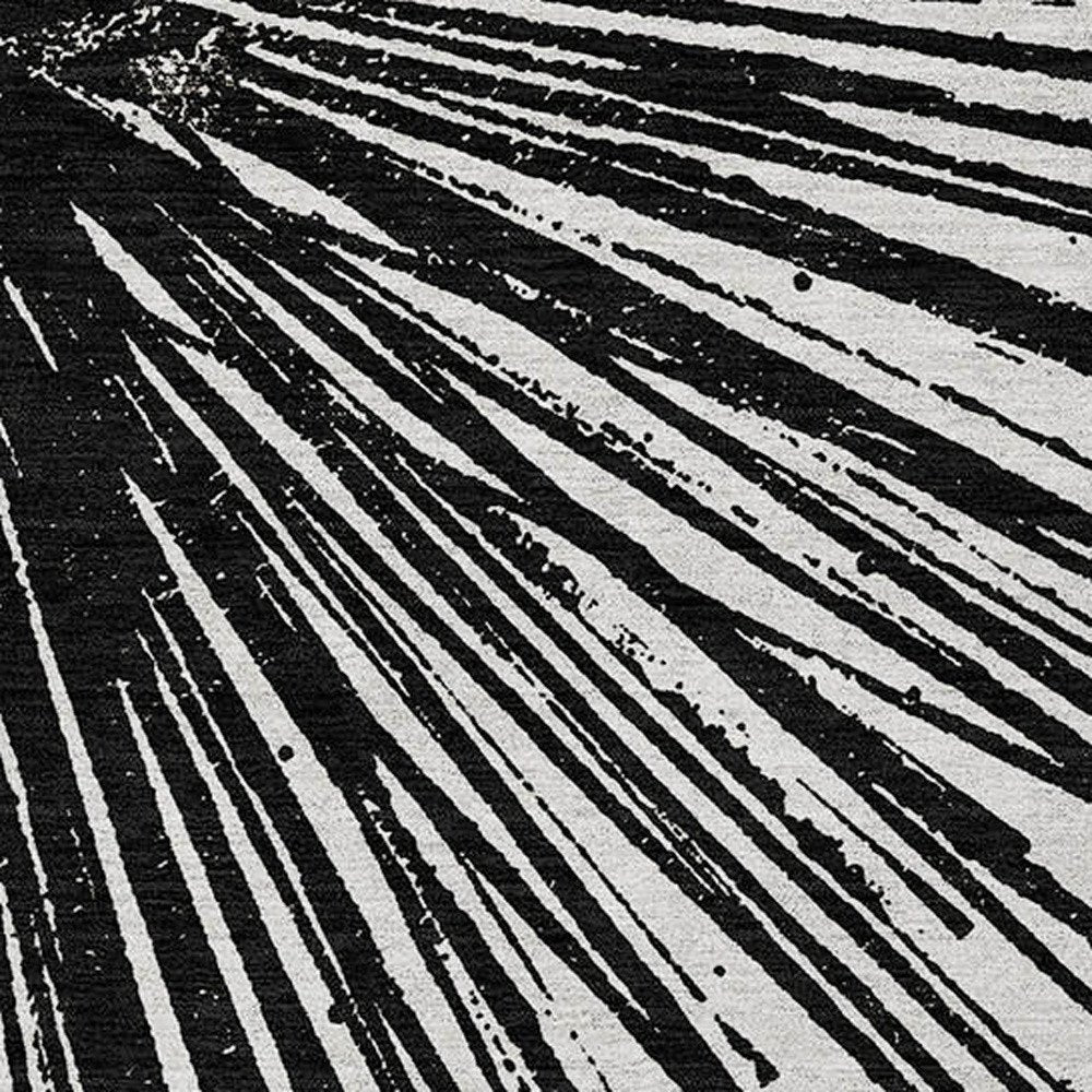 5' X 8' Black And Ivory Abstract Washable Indoor Outdoor Area Rug HomeRoots
