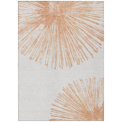 3' X 5' Salmon And Ivory Abstract Washable Indoor Outdoor Area Rug HomeRoots