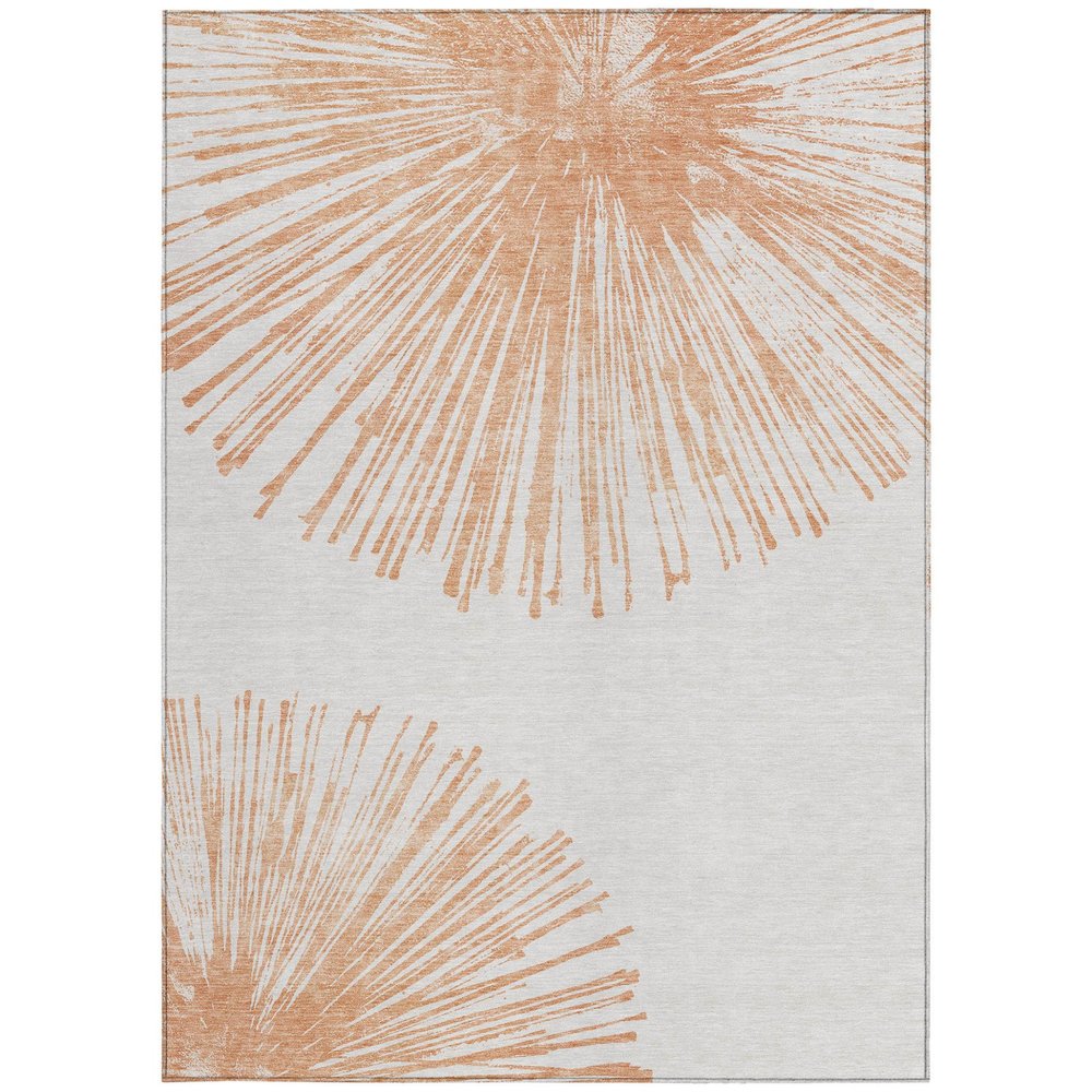 3' X 5' Salmon And Ivory Abstract Washable Indoor Outdoor Area Rug — view 5