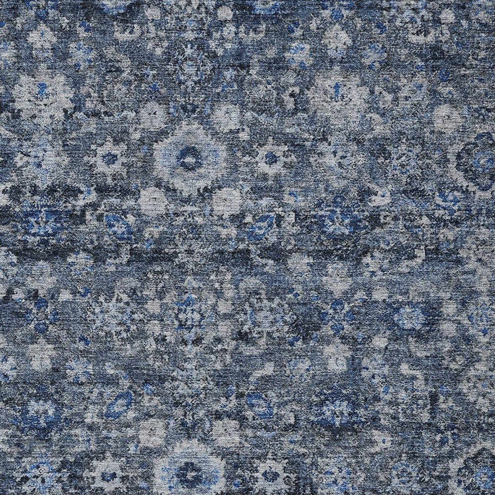 5' X 8' Navy Blue And Sky Blue Oriental Washable Indoor Outdoor Area Rug — view 4