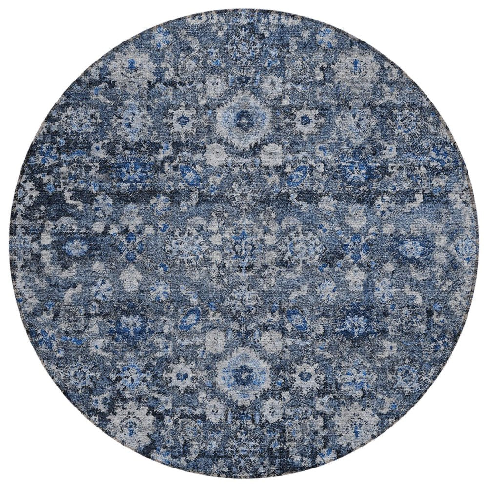 5' X 8' Navy Blue And Sky Blue Oriental Washable Indoor Outdoor Area Rug HomeRoots