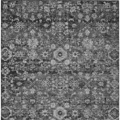 3' X 5' Gray Charcoal And Silver Oriental Washable Indoor Outdoor Area Rug HomeRoots