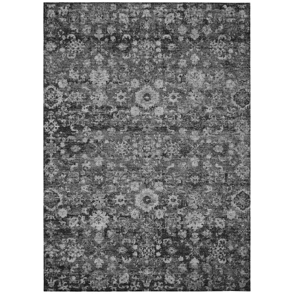 3' X 5' Gray Charcoal And Silver Oriental Washable Indoor Outdoor Area Rug — view 1