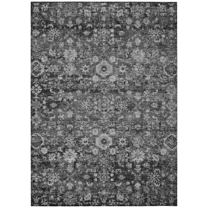 3' X 5' Gray Charcoal And Silver Oriental Washable Indoor Outdoor Area Rug HomeRoots