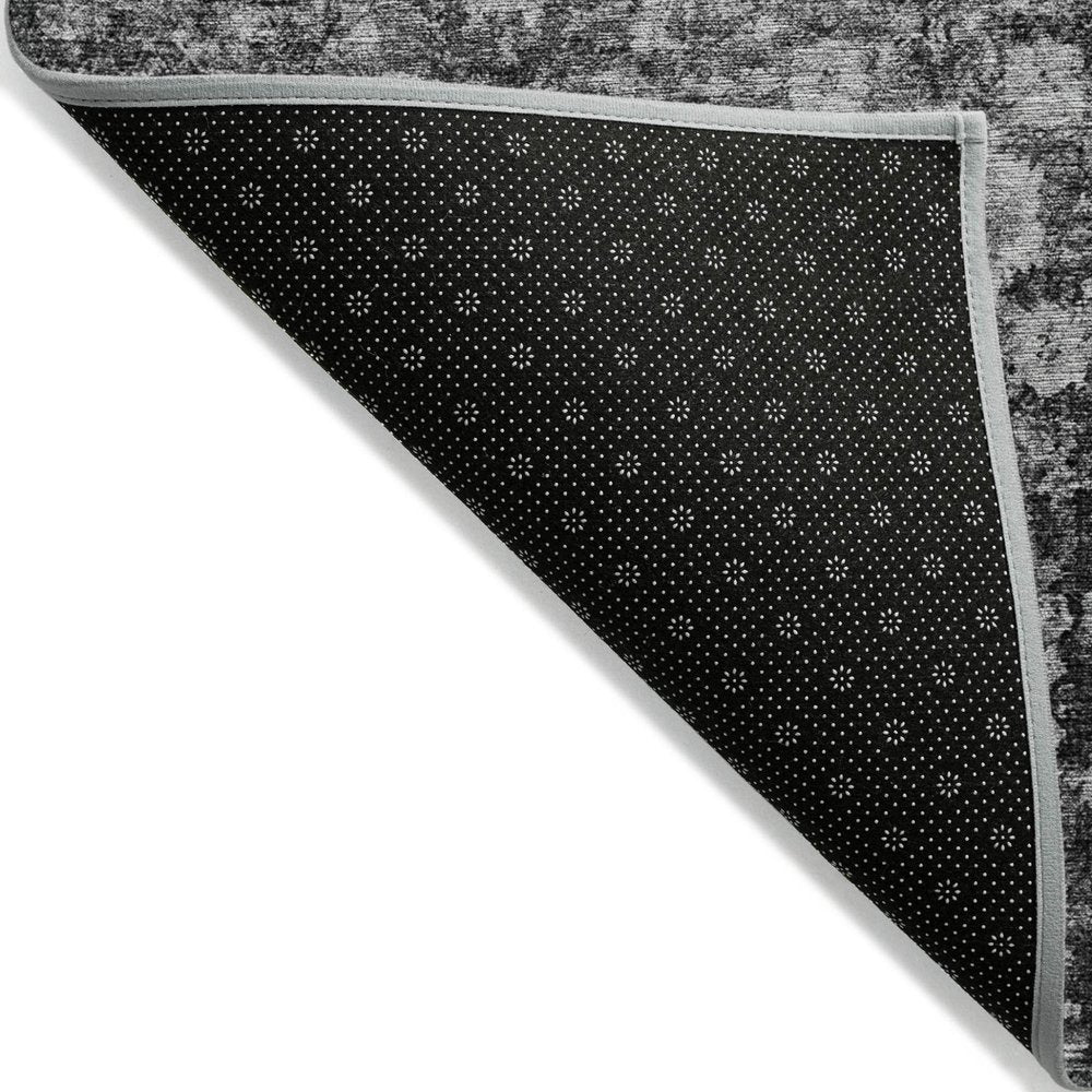 3' X 5' Gray Charcoal And Silver Oriental Washable Indoor Outdoor Area Rug HomeRoots