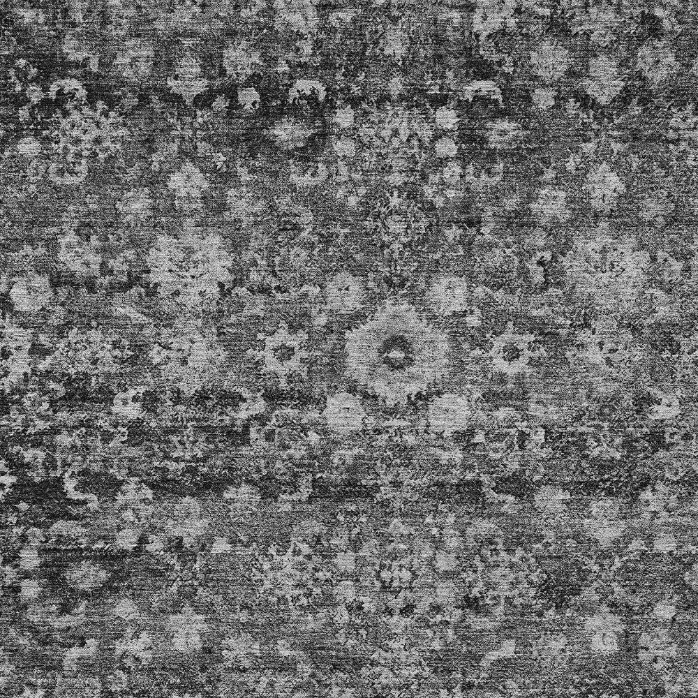 3' X 5' Gray Charcoal And Silver Oriental Washable Indoor Outdoor Area Rug — view 5