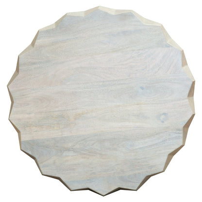 32" Off White Solid Wood Round Block Coffee Table HomeRoots