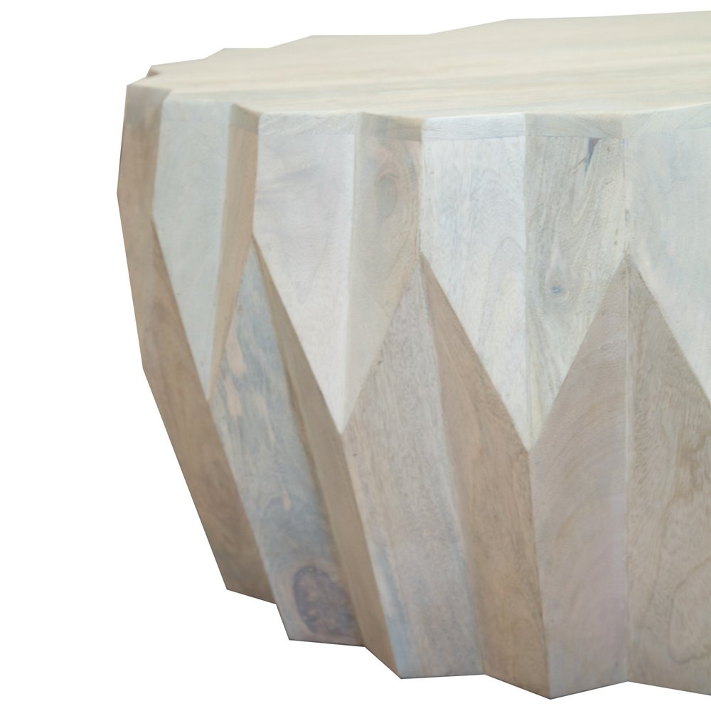 32" Off White Solid Wood Round Block Coffee Table HomeRoots