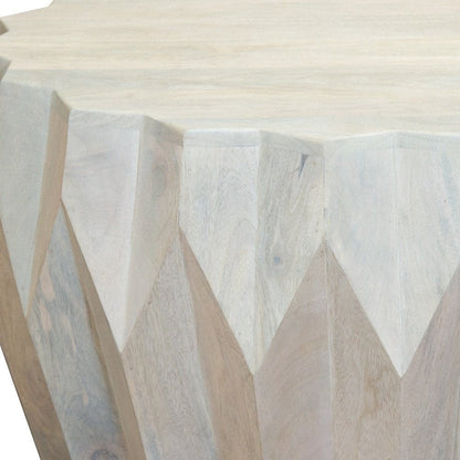 32" Off White Solid Wood Round Block Coffee Table HomeRoots