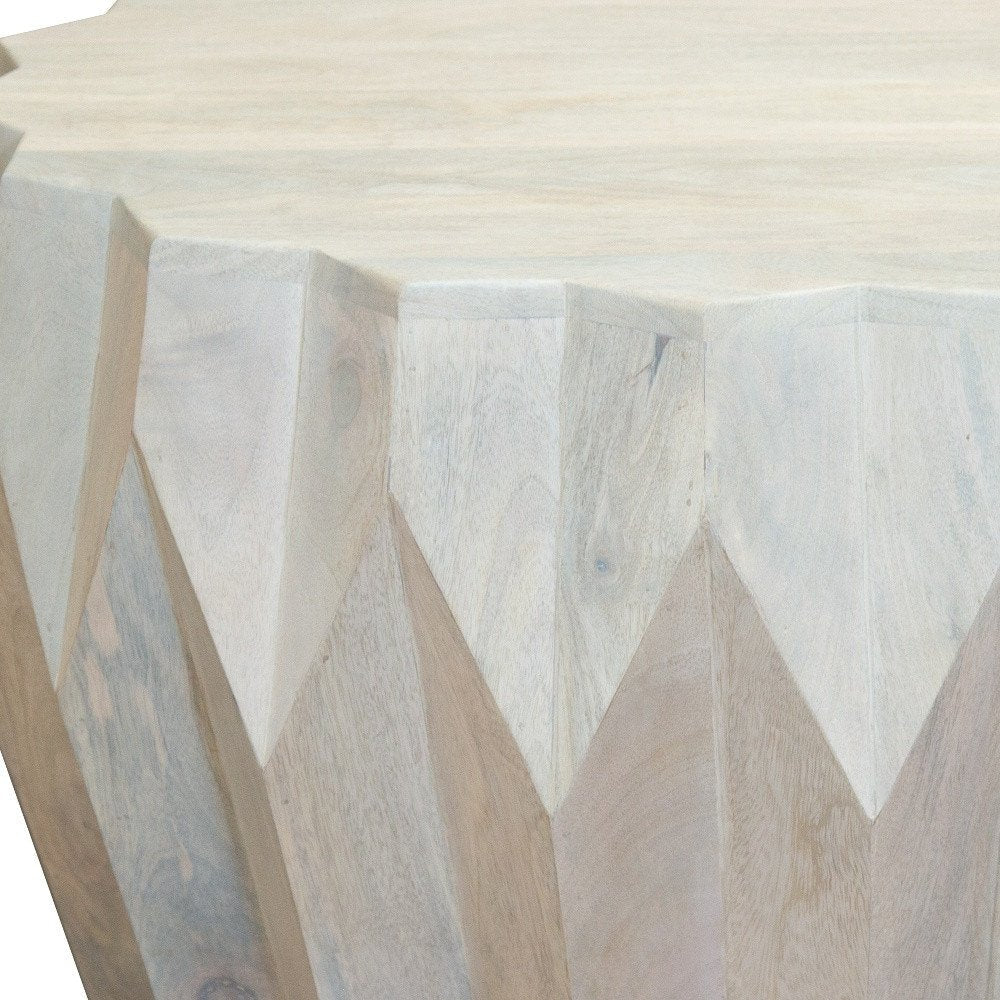 32" Off White Solid Wood Round Block Coffee Table HomeRoots