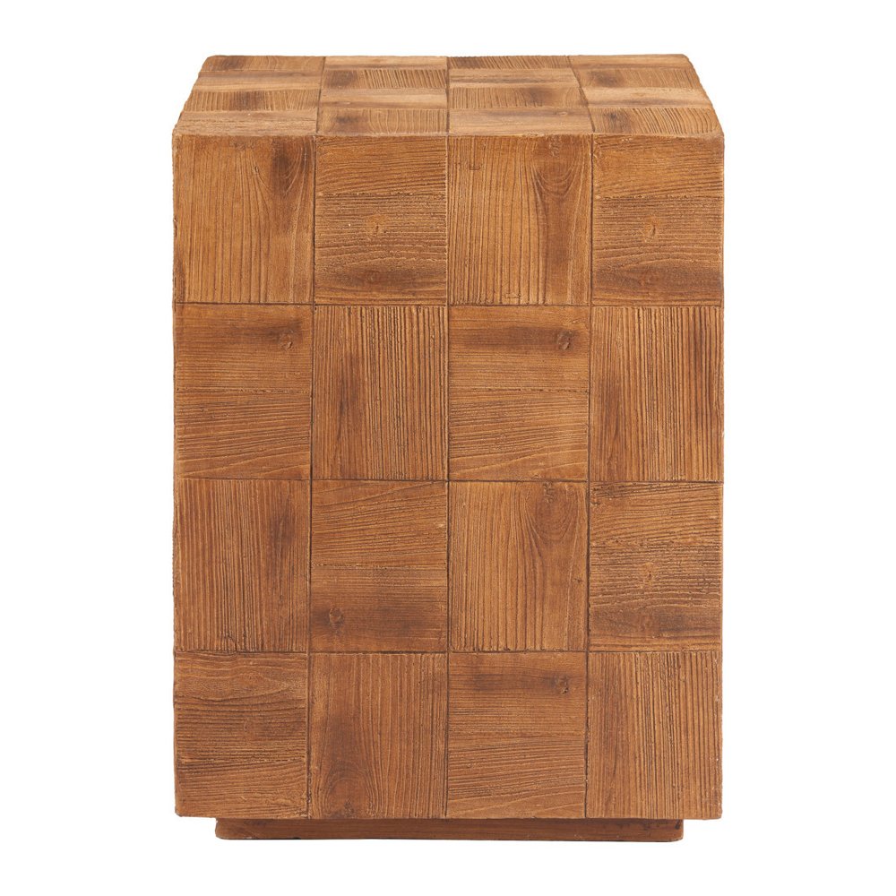 22" Natural Faux Wood Steel Block End Table HomeRoots