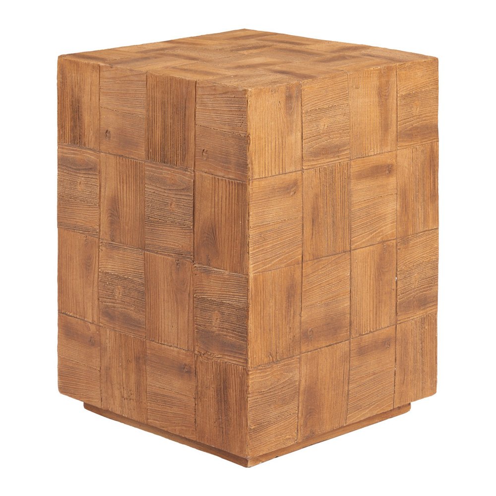 22" Natural Faux Wood Steel Block End Table HomeRoots