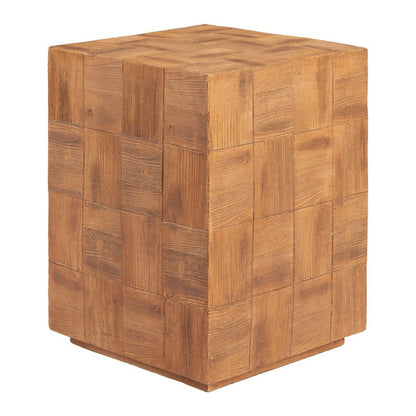 22" Natural Faux Wood Steel Block End Table HomeRoots